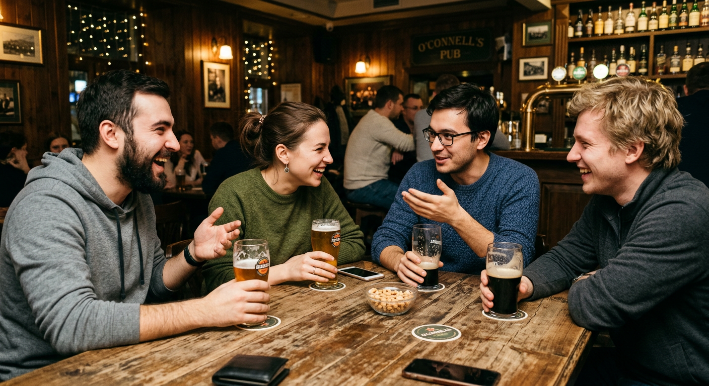 За столом в Harat's Pub