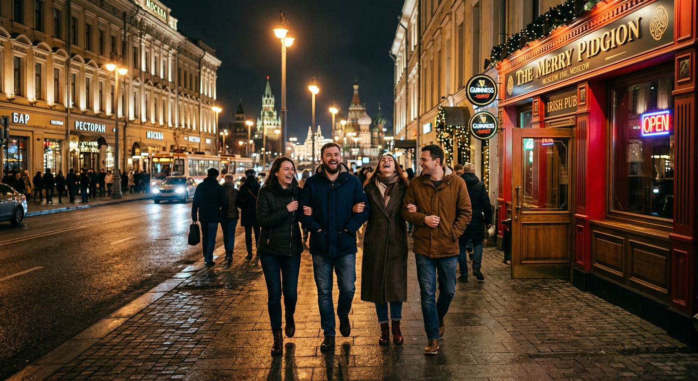 Выходят из паба